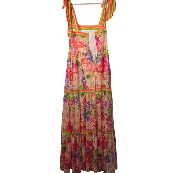 Flying Tomato Floral Tiered Maxi Dress Tie Strap Cottagecore M - Picture 4 of 11